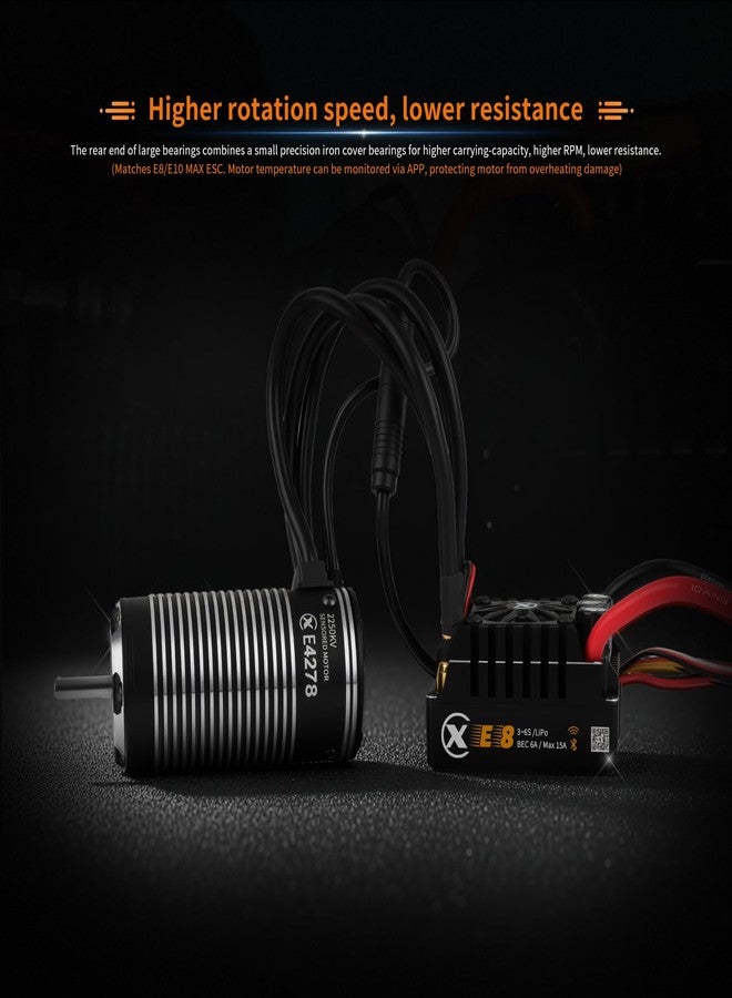 أكس سي محرك XC E4278 بدون فرشات مزود بمستشعرات لسيارات التحكم عن بعد، 2250 كيلو فولت، بطارية ليثيوم بوليمر 3-6 خلايا، مقاوم للماء بمعيار IP67، مناسب لشاحنات مونستر بمقياس 1/8 - Image 4